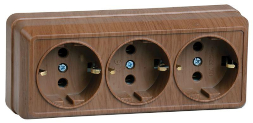 Розетка 3-м ОП Октава РС23-3-ОД 16А IP20 с заземл. дуб GENERICA ERO31-K04-16-DC Розетка 3-м ОП Октава РС23-3-ОД 16А IP20 с заземл. дуб GENERICA ERO31-K04-16-DC