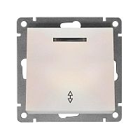 Переключатель проходной 1-кл. СП Афина 10А IP20 с подсветкой механизм жемчуж. Universal A0125-OBr