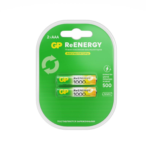 Аккумулятор AAA/HR03 ReEnergy 1.2В 930мА.ч (блист.2шт) GP 20271 Аккумулятор AAA/HR03 ReEnergy 1.2В 930мА.ч (блист.2шт) GP 20271