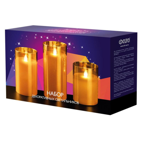 Свеча декоративная CL7-SET3-gd с пультом 3хAAA для каждой свечи (не в компл.) зол. (уп.3шт) ФАZА 5018822 фото 2