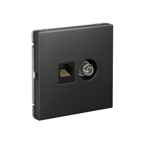 Розетка компьютерная + телевизионная 2-м СП ArtGallery RJ45 кат.5E + TV механизм базальт SE GAL001489 фото 3