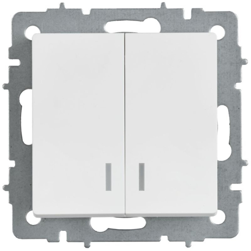 Выключатель 2-кл. СП BRITE ВС10-2-1-БрАБ 10А с индикацией механизм арктич. бел. IEK BR-V20-1-10-K91 фото 2