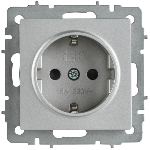 Розетка 1-м BRITE РС24-1-0-БрА 16А IP20 с заземл. с защ. шторк. безвинтов. крепл. механизм алюм. IEK BR-R14-16-1-K47 фото 3