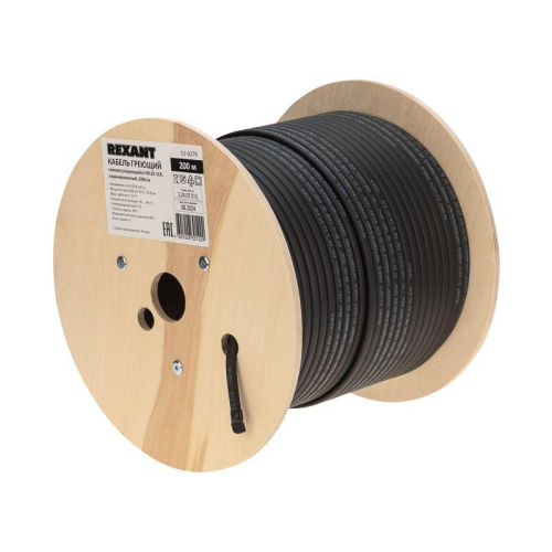 Кабель греющий (нагрев.) саморег. SRL30-2CR экранированный 30Вт/м 0.88кв.мм/55м 200м Rexant 51-0279 фото 2