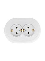 Розетка 2-м СП OSEN с заземл. ПБТ круглая механизм бел. LEZARD 744-0200-127B