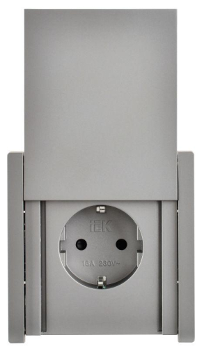 Розетка СП FORTE&PIANO16А IP44 FP519 с заземл. защ. шторки с крышкой безвинт. крепл. сталь IEK FP-R16-16-1-44-K46 фото 2 Розетка СП FORTE&PIANO16А IP44 FP519 с заземл. защ. шторки с крышкой безвинт. крепл. сталь IEK FP-R16-16-1-44-K46 фото 2