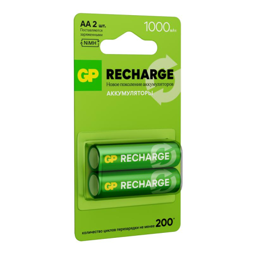 Аккумулятор AA/HR6 RECHARGE 1.2В 1000мА.ч 100AAHCV-2CRSBC2 16/96 (блист.2шт) GP 20252 фото 2 Аккумулятор AA/HR6 RECHARGE 1.2В 1000мА.ч 100AAHCV-2CRSBC2 16/96 (блист.2шт) GP 20252 фото 2