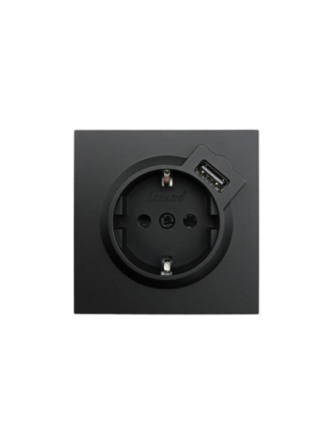 Розетка 1-мест. с/з+USB разъем СП ZIMA IP20 черн. бархат LEZARD 704-4288-181 фото 4
