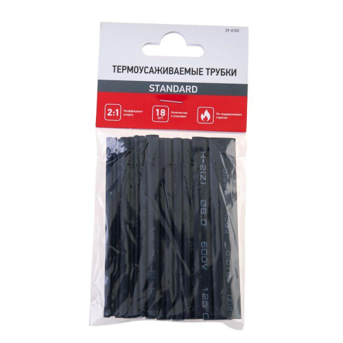 Набор трубок термоусадочных №5 STANDARD ТУТ нг (уп.18шт по 10см) Rexant 29-0105 фото 5