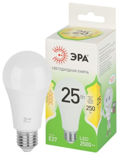 Лампа светодиодная GREEN LINE A60-25W-830-E27 GL 25Вт груша 3000К свет тепл. E27 Эра Б0067087