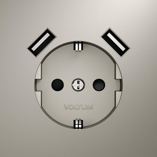 Розетка 1-м СП S70 16А с USB A+A с заземл. защ. шторки механизм кашемир Voltum VLS040403 фото 3 Розетка 1-м СП S70 16А с USB A+A с заземл. защ. шторки механизм кашемир Voltum VLS040403 фото 3