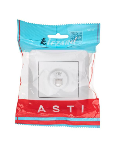 Розетка телефонная евро 1-м СП ASTI IP20 RJ11 в сборе бел. LEZARD 7081-0202-137 фото 3