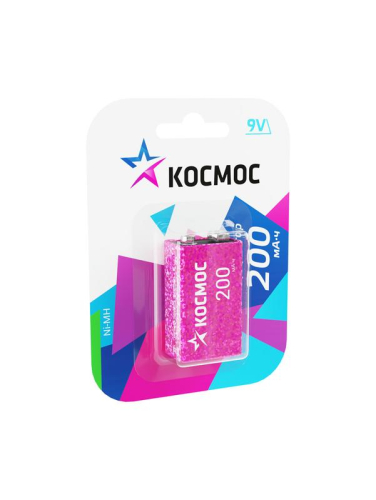 Аккумулятор 6F22 200мА.ч 1BL (блист.1шт) КОСМОС KOCNI-MH6F22(200mAh)