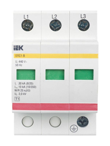 Ограничитель перенапряжения ОПС1-B 3P KARAT IEK MOP20-3-B фото 4