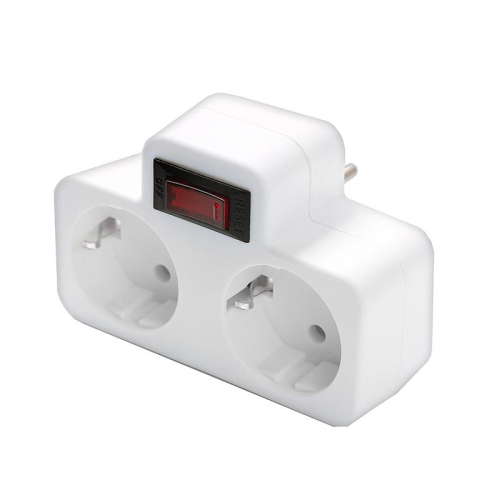 Разветвитель 2-м плоский с выключателем с заземл. 16А 3500Вт 250В бел. DОМТОК 2664