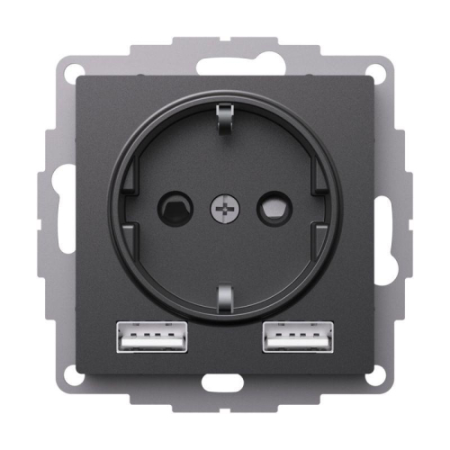 Розетка AtlasDesign 16А с 2-мя заряд. устройствами USB тип A+A 5В/2.4А 2х5В/1.2А механизм базальт SE ATN001430 фото 3 Розетка AtlasDesign 16А с 2-мя заряд. устройствами USB тип A+A 5В/2.4А 2х5В/1.2А механизм базальт SE ATN001430 фото 3