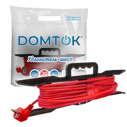 Удлинитель-шнур на рамке 1х20м с заземл. 10А IP20 2.2кВт ПВС 3х1 DOMTOK 2479 фото 3 Удлинитель-шнур на рамке 1х20м с заземл. 10А IP20 2.2кВт ПВС 3х1 DOMTOK 2479 фото 3