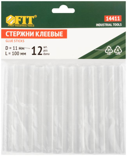 Стержень клеевой 11х100мм бесцвет. (уп.12шт) FIT 14411 фото 3 Стержень клеевой 11х100мм бесцвет. (уп.12шт) FIT 14411 фото 3