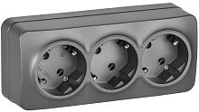 Розетка 3-м ОП GLORY РС23-3-ХСм 16А с заземл. без защ. шторок сталь матов. IEK ERH31-K46M-16