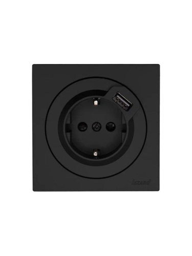 Розетка 1-м СП OSEN с заземл. + USB разъем механизм черн. бархат LEZARD 743-4288-181 фото 4