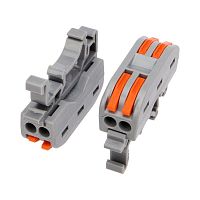 Клемма строительно-монтажная СМК проходная 222-422D 2п 0.08-4кв.мм с креплением на DIN-рейку сер. (уп.5шт) Rexant 07-5239-05