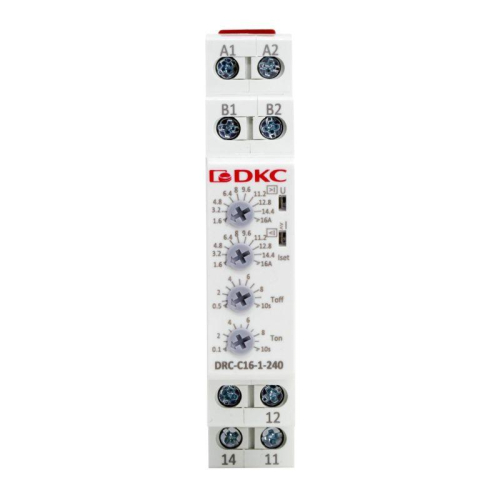 Реле контроля тока тип DRC 1.6-16А конфигурация контакта 1CO 24-240 AC/DC DKC DRC-C16-1-240 фото 3