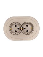 Розетка 2-м СП OSEN с заземл. ПБТ круглая механизм титан LEZARD 744-3700-127B