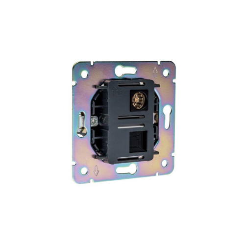 Розетка компьютерная + телевизионная СП STRONG MIELE RJ45 кат6 + TV антрацит Kranz KR-78-0722-5 фото 6