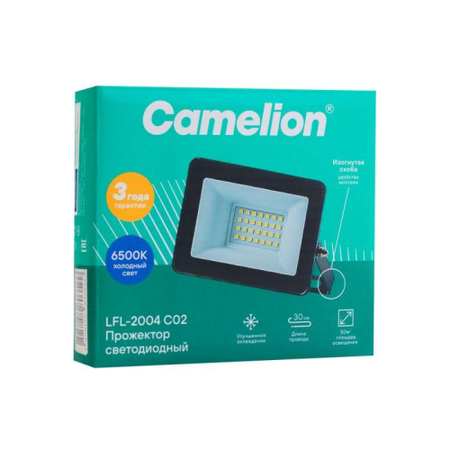 Прожектор светодиодный LFL-2004 C02 LED SMD 20Вт IP65 6500К 2000лм 230В 113х102х24 черн. Camelion 16330 фото 6 Прожектор светодиодный LFL-2004 C02 LED SMD 20Вт IP65 6500К 2000лм 230В 113х102х24 черн. Camelion 16330 фото 6