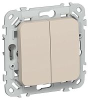 Выключатель 2-кл. СП FLITE ВС12-1-0-ФлЛ 10А механизм льняной IEK FI-V20-0-10-1-K88