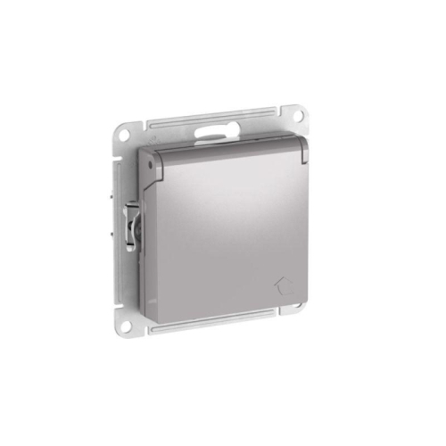 Розетка AtlasDesign 16А IP20 с заземл. защ. шторки с крышкой быстрозажим. клем. механизм алюм. SE ATN000346S