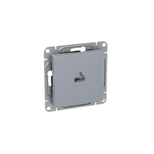 Розетка компьютерная 1-м СП Эпика RJ45 кат.5 механизм алюм. EKF UP1-SOA-RJ45-5 фото 2
