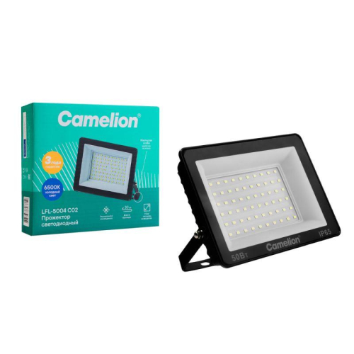 Прожектор светодиодный LFL-5004 C02 LED SMD 50Вт IP65 6500К 5000лм 230В 153х136х30 черн. Camelion 16332 фото 5 Прожектор светодиодный LFL-5004 C02 LED SMD 50Вт IP65 6500К 5000лм 230В 153х136х30 черн. Camelion 16332 фото 5
