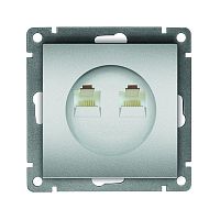 Розетка компьютерная 2-м СП Афина RJ45 кат.5E механизм серебр. Universal A1086-S