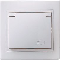 Розетка 1-м СП Кварта РСбш10-3-КБ 16А IP20 с заземл. защ. шторки с крышкой бел. GENERICA ERK12-K01-16-DM