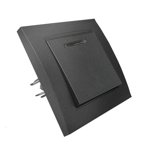 Выключатель 1-кл. СП Бриллиант 10А IP20 с подсветкой в сборе графит Universal 7947397-Gr фото 2 Выключатель 1-кл. СП Бриллиант 10А IP20 с подсветкой в сборе графит Universal 7947397-Gr фото 2