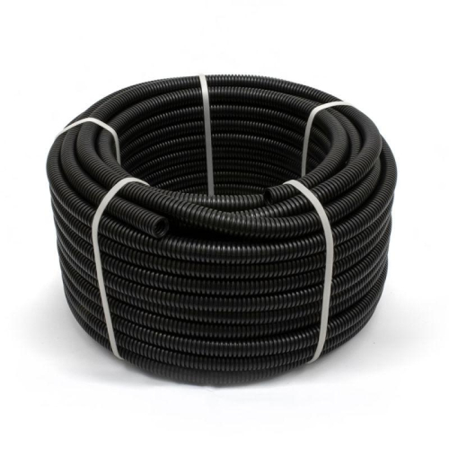Труба гофрированная ПА dвн 7.0мм dнар 10.0мм безгалоген. (HF) стойкая к УФ разрезная черн. (уп.50м) Промрукав PR02.0310 фото 2