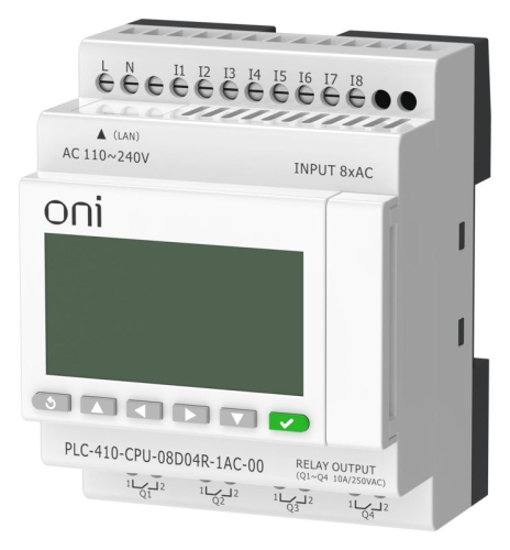 Модуль ЦПУ ПЛК 410 8 DI 4 RO 220В AC с Ethernet портом с экраном ONI PLC-410-CPU-08D04R-1AC-00 фото 5 Модуль ЦПУ ПЛК 410 8 DI 4 RO 220В AC с Ethernet портом с экраном ONI PLC-410-CPU-08D04R-1AC-00 фото 5