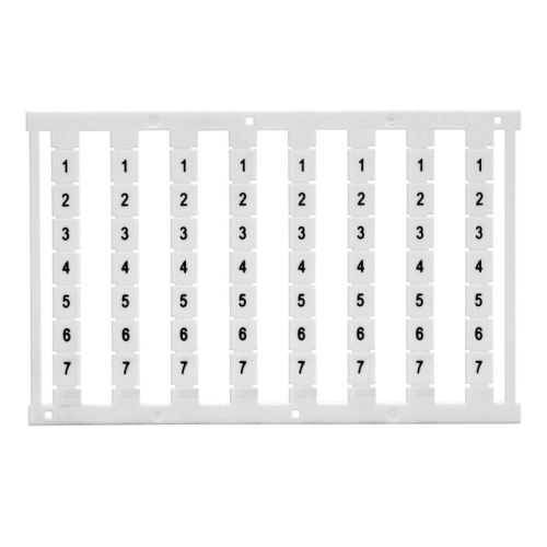 Маркировка для клемм ширина 5мм узкая для клемм Push-in бел. от 1 до 12 горизонтальная ориентация 1шт = карта из 96 маркеров (уп.10шт) DKC NUPUTUK-5F-1-12H фото 2