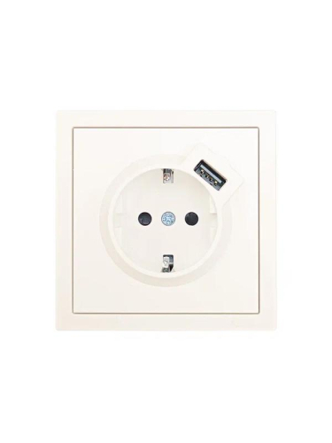 Розетка 1-мест. с/з+USB разъем СП ZIMA IP20 слон. кость LEZARD 704-9088-181 фото 2 Розетка 1-мест. с/з+USB разъем СП ZIMA IP20 слон. кость LEZARD 704-9088-181 фото 2