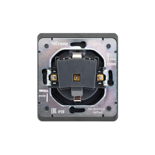 Розетка 1-м СП ROUND MIELE 16А с заземл. защ. шторки и крышкой титан Kranz KR-78-0702-2 фото 3