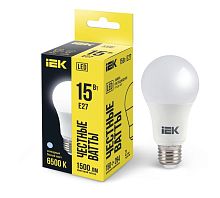 Лампа светодиодная A60 15Вт грушевидная 230В 6500К E27 IEK LLE-A60-15-230-65-E27