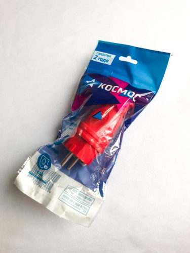 Вилка прямая 16А IP44 красн. КОСМОС VKsm-Z-IP(R)16A фото 2