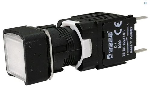 Кнопка нажимная возвратная квадратная (1НО) бел. EMAS D100KDB Кнопка нажимная возвратная квадратная (1НО) бел. EMAS D100KDB