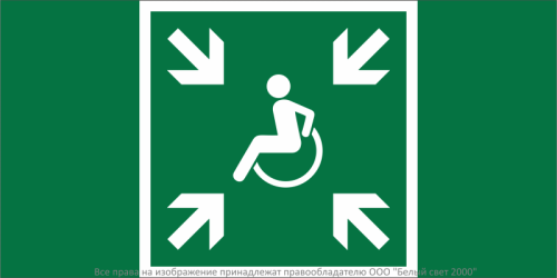 Знак безопасности NPU-2010.E65 "Пункт (место) сбора МГН (безопасная зона МГН)" Белый Свет a28570