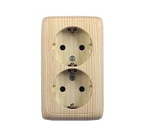 Розетка 2-м ОП Альфа 16А IP20 250В с заземл. с изолир. пластиной сосна HEGEL РА16-153-02