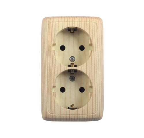 Розетка 2-м ОП Альфа 16А IP20 250В с заземл. с изолир. пластиной сосна HEGEL РА16-153-02 Розетка 2-м ОП Альфа 16А IP20 250В с заземл. с изолир. пластиной сосна HEGEL РА16-153-02