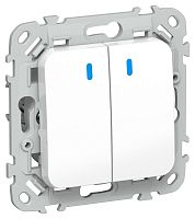 Выключатель 2-кл. СП FLITE ВС12-1-1-ФлБ 10А с индикацией механизм бел. IEK FI-V20-1-10-1-K01