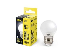 Лампа светодиодная G45 9Вт шар 4000К нейтр. бел. E27 230В IEK LLE-G45-9-230-40-E27