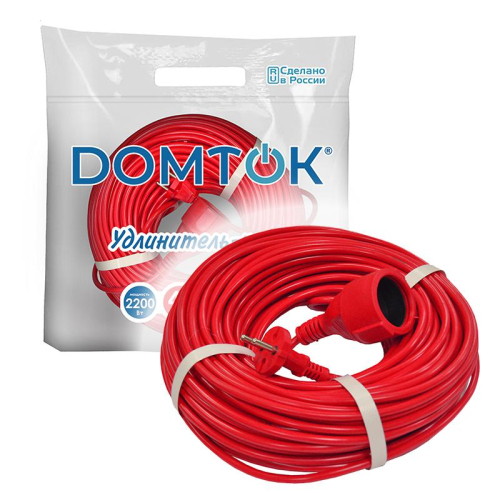 Удлинитель-шнур 1х40м без заземл. 10А IP20 2.2кВт ПВС 2х1 DOMTOK 2491 фото 3 Удлинитель-шнур 1х40м без заземл. 10А IP20 2.2кВт ПВС 2х1 DOMTOK 2491 фото 3